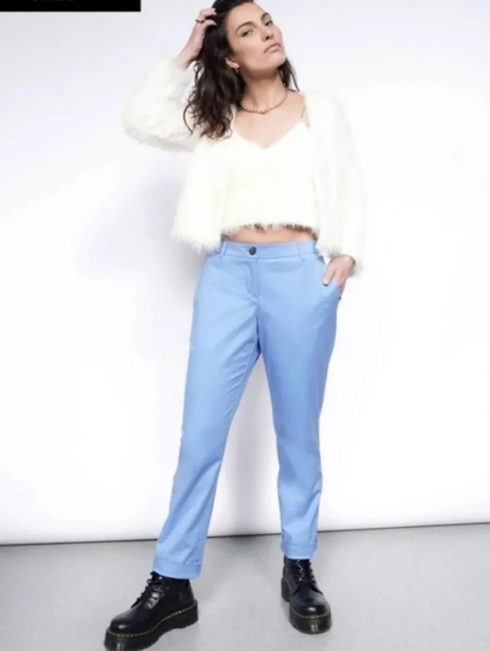 Wildfang Essential Trouser Womens Periwinkle Blue Straight Leg NWT Size 4